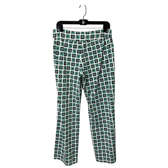 J. McLaughlin Green Black Art Deco High Rise Wide Leg Pants Womens Large - Picture 5 of 5